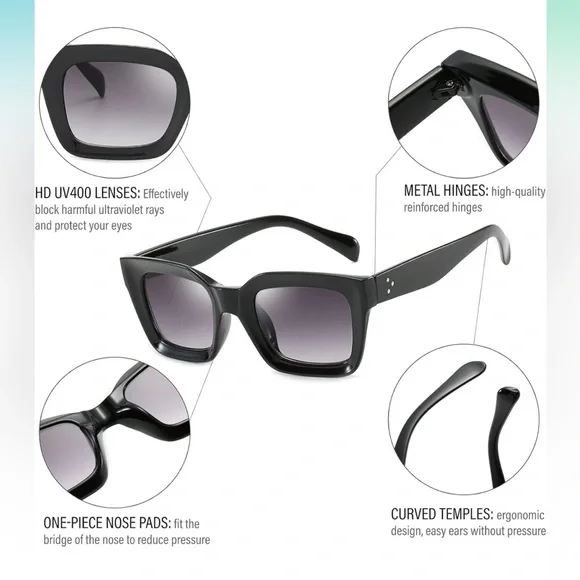 Matte Black Acrylic Framed Sunglasses OS New - Picture 3 of 5